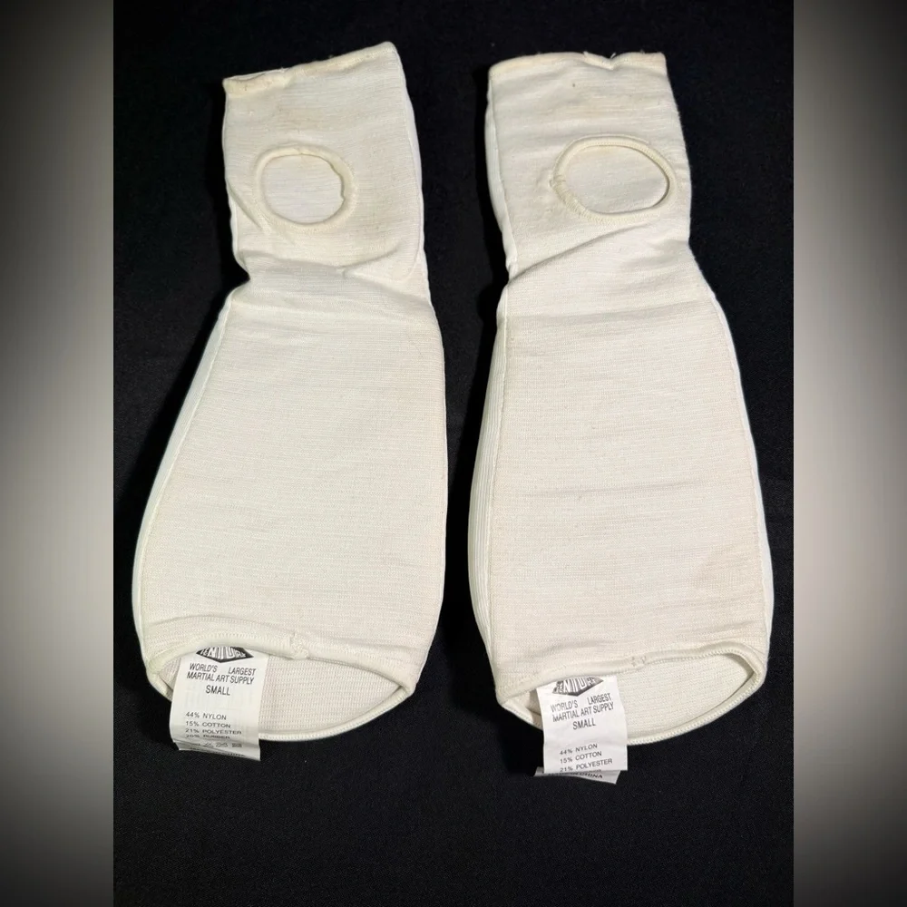 Century Arm and Shin Pads for Martial Arts. Kids Size. White. Slightly worn.